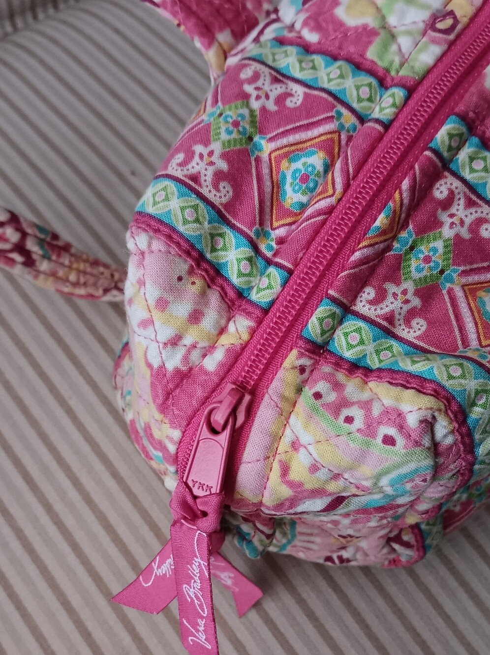Quilted Floral Pink Capri Melon Shoulder Bag - Picture 3 of 10